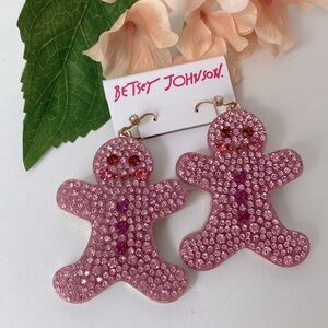 Betsey Johnson crystal gingerbread earrings NEW!